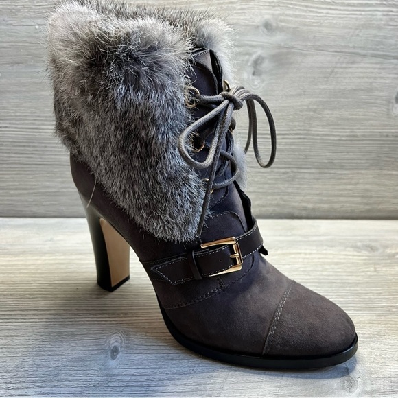 Amazing Aquatalia by Marvin K heeled suede and rabbit boots size 9.5 - Picture 1 of 13